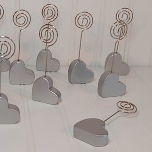 Silver Heart Place Card Holders set of 12